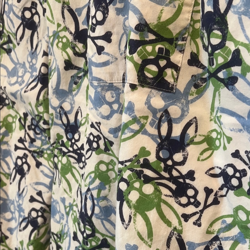 Psycho Bunny Men's Blue and Green Patterned Pajama Pants - Picture 5 of 6